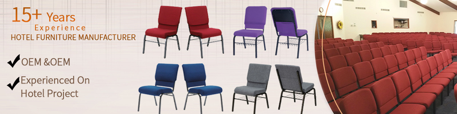 Chaises empilables d'église