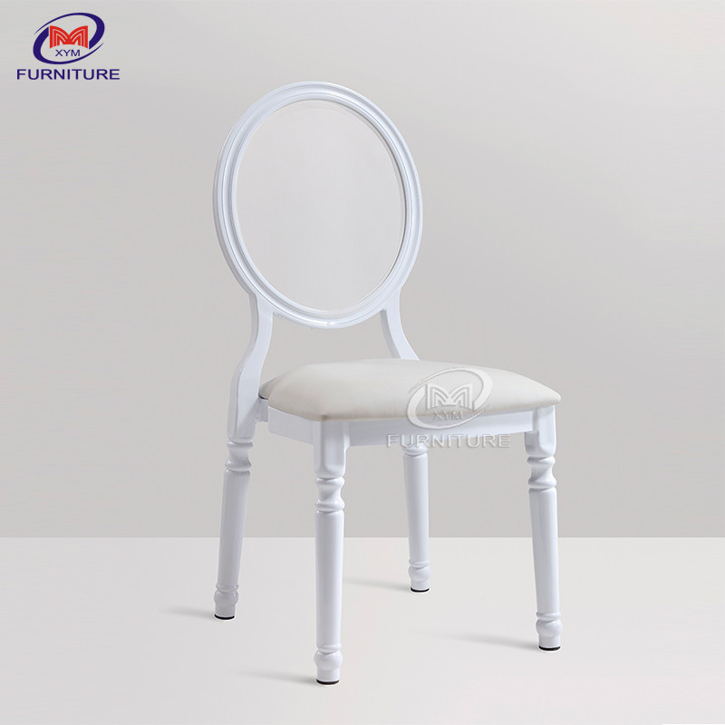 ODM modern Metal Leather Louis White Upholstered Dining Chairs For Wedding