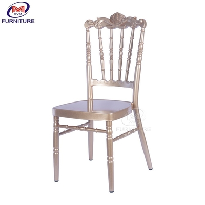 Restaurant Chaise à Burger en métal Vintage Banquet Napoléon Salle à manger Couronne en aluminium Chaise en bambou