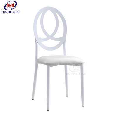 Chaise de mariage en acier blanc avec coussin métallique Chaise en bambou